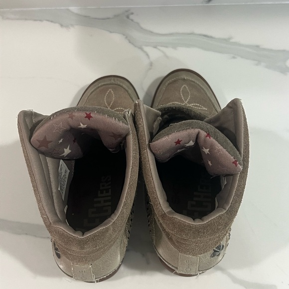 SKECHERS SKCH+3 Leather Hidden Wedge Ankle Booties Dark Taupe size 5.5 - Picture 4 of 11